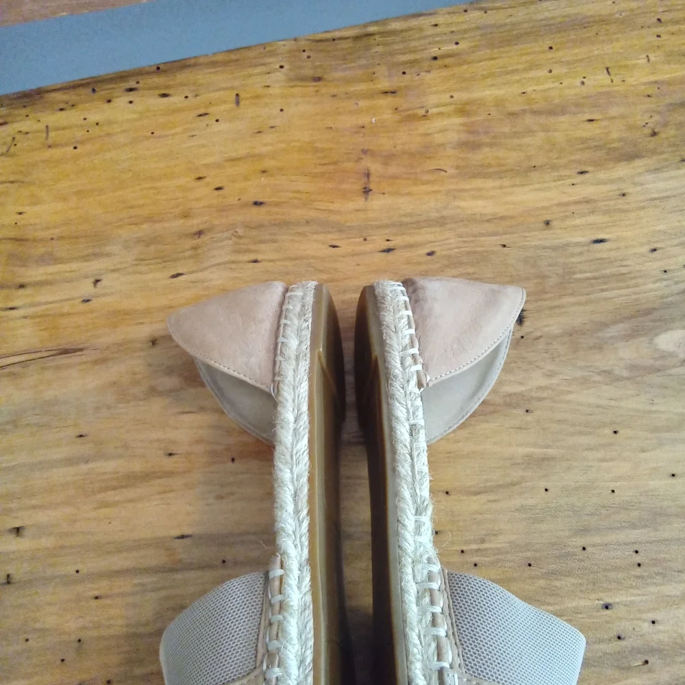 Eileen Fisher Lady Tumbled Tan Nubuck Espadrille Shoes Size 7